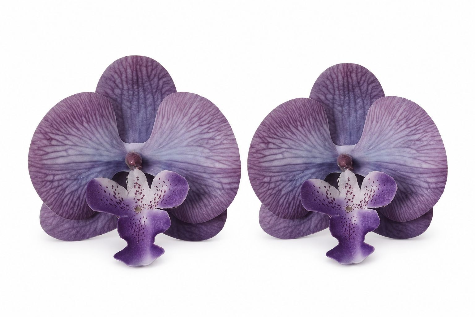 Real Touch Orchid Heads Set of 2 Purple Phalaenopsis Blooms 3.5 Inch for Corsage