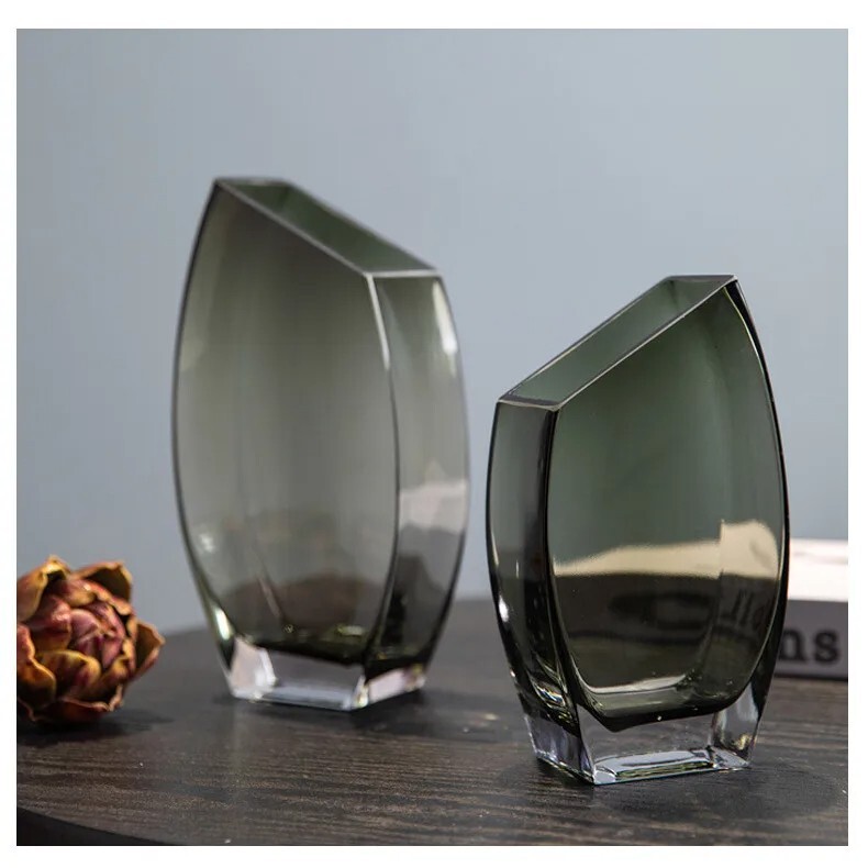 Square Transparent Glass Vase Nordic Luxury Ornaments Flower Arrangement
