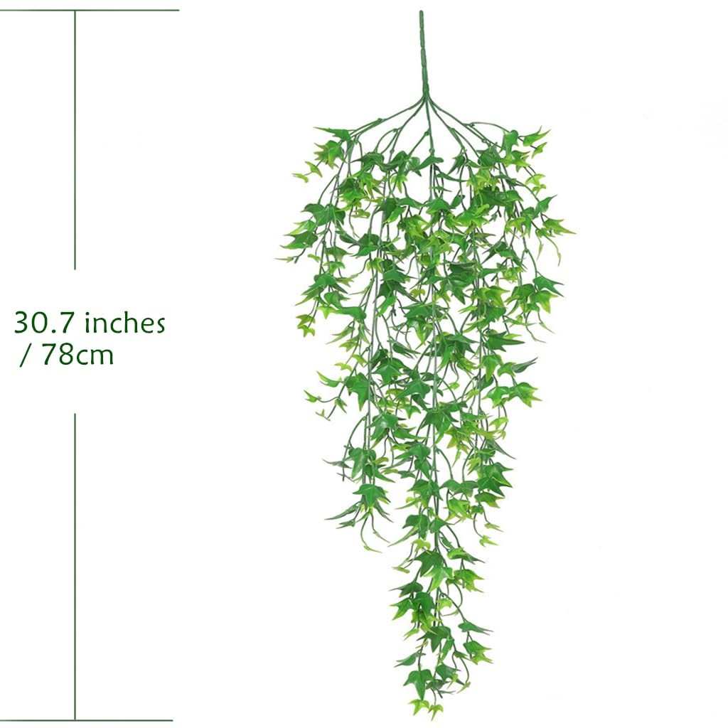 Artificial Hanging Vines, Fake Vine Plastic Plants Sweet Potato Leaves Ivy UV…