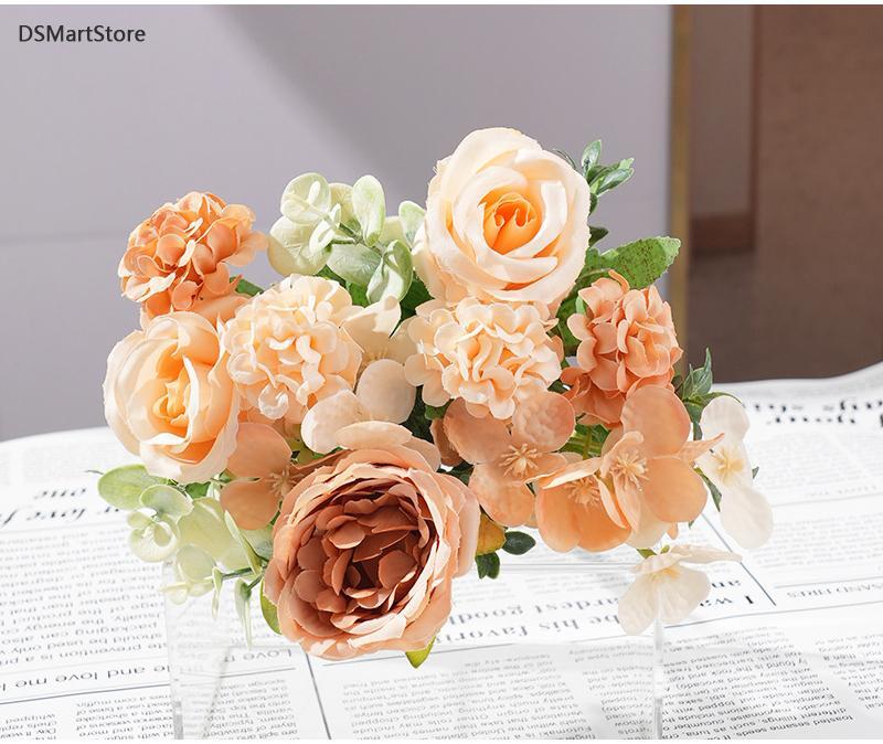 7-head Silk Peony Rose & Hydrangea Bouquet – Elegant Decor for Home & Events