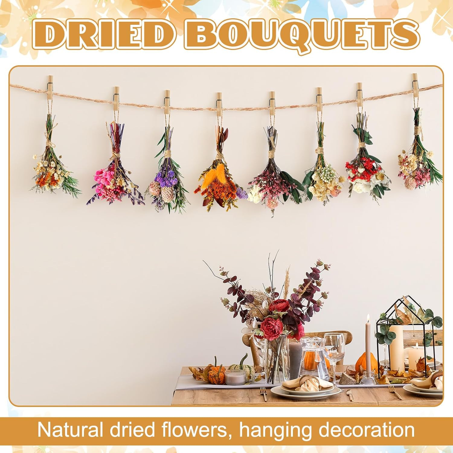 Mini Dried Flower Bouquet Set – Boho Wall Decor for Home and Table