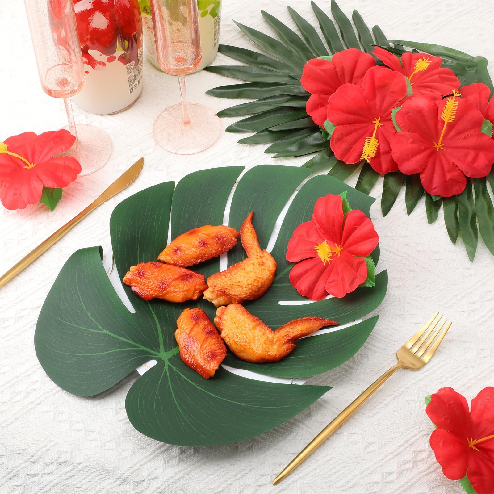 60 Pcs Tropical Party Decorations Supplies14 Inch Palm Leaves 10 Inch Scatter…