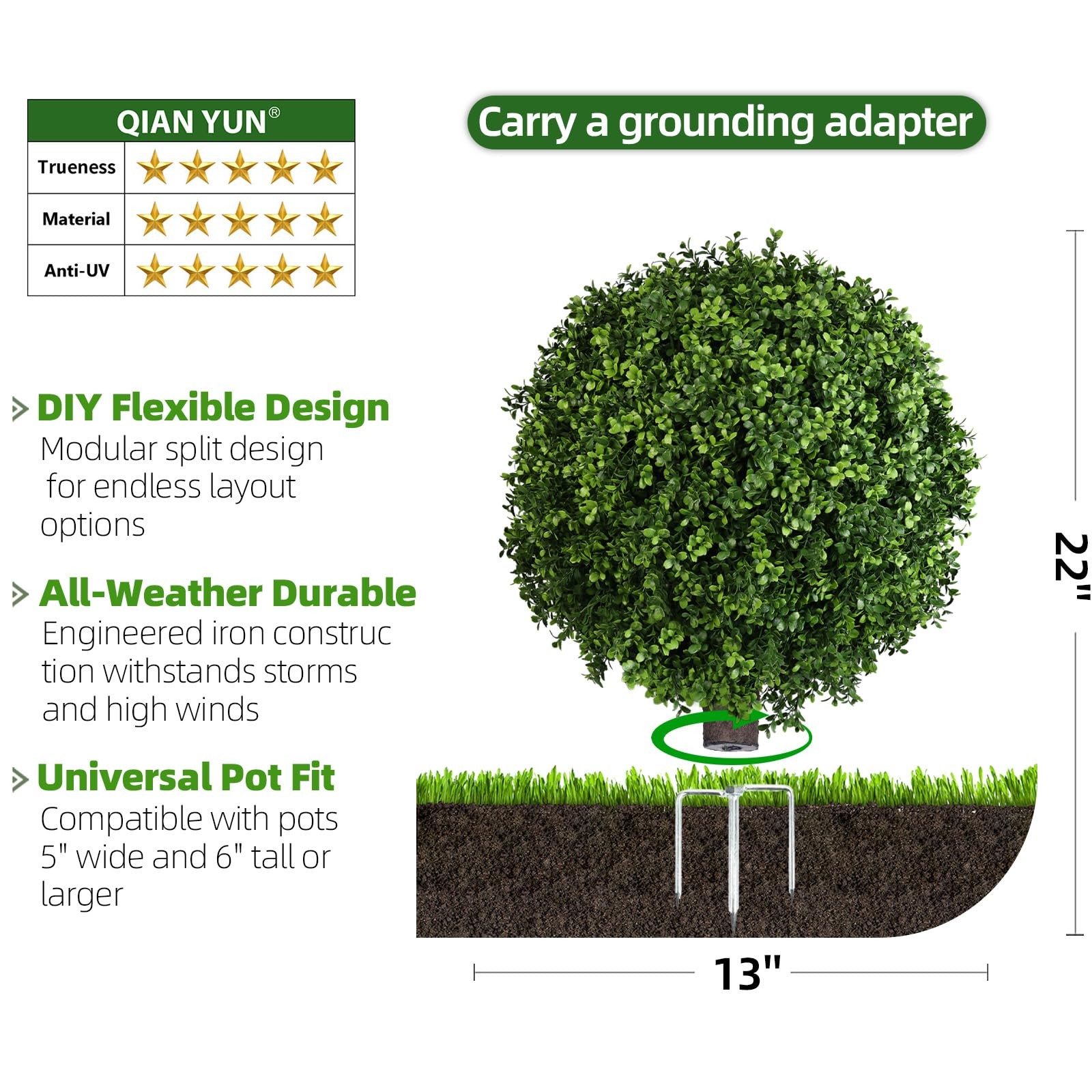Artificial Boxwood Bush- Faux Boxwood Decorative Balls for Backyard, Balcony,…