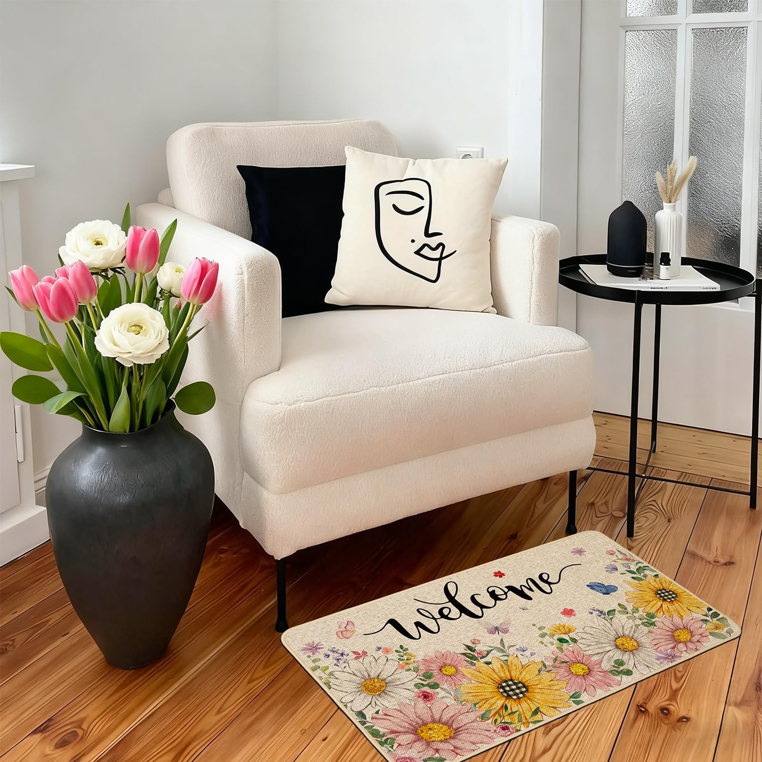 Baccessor Spring Summer 1’5″ x 2’5″ (Rectangular), Sunflower Daisy Welcome