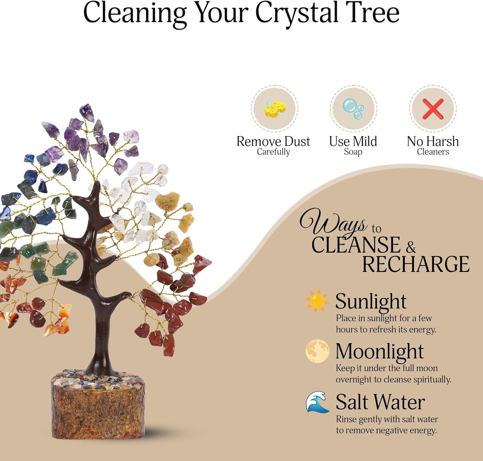 Seven Chakra Crystal Tree, Gemstone Money Tree, Home Office Decor, Healing