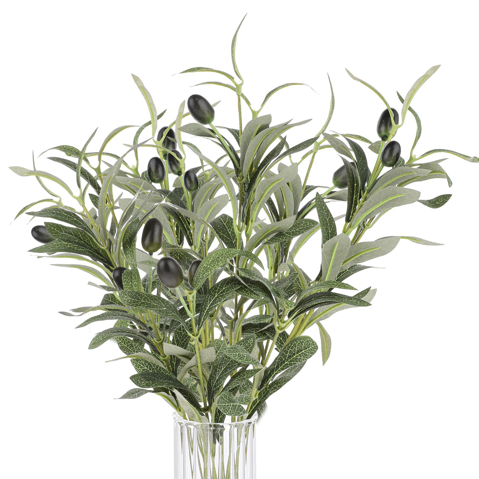 10.23″ Artificial Olive Leaves Stems, 10 Sticks Fake Olive Branches for Vases…