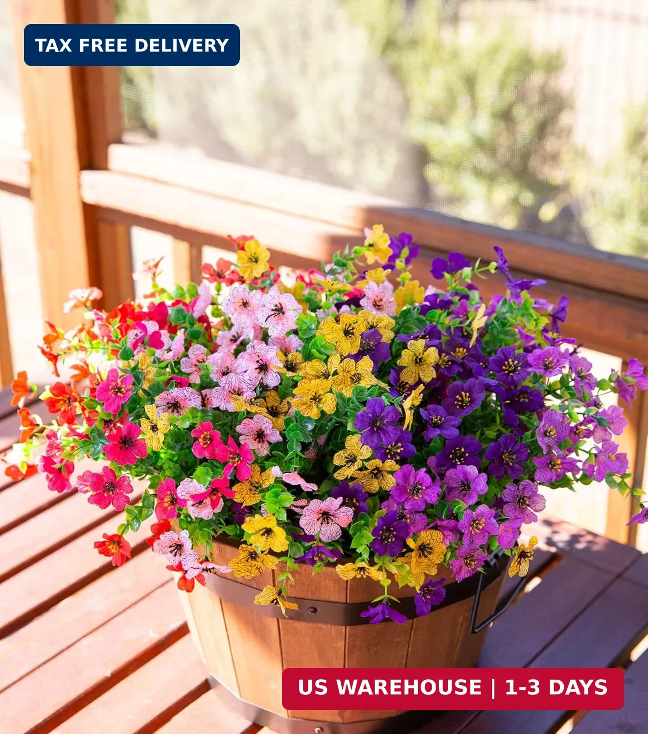 HyeFlora Artificial Flowers for Outdoor Indoor Garden Home Decoration, Faux Flow