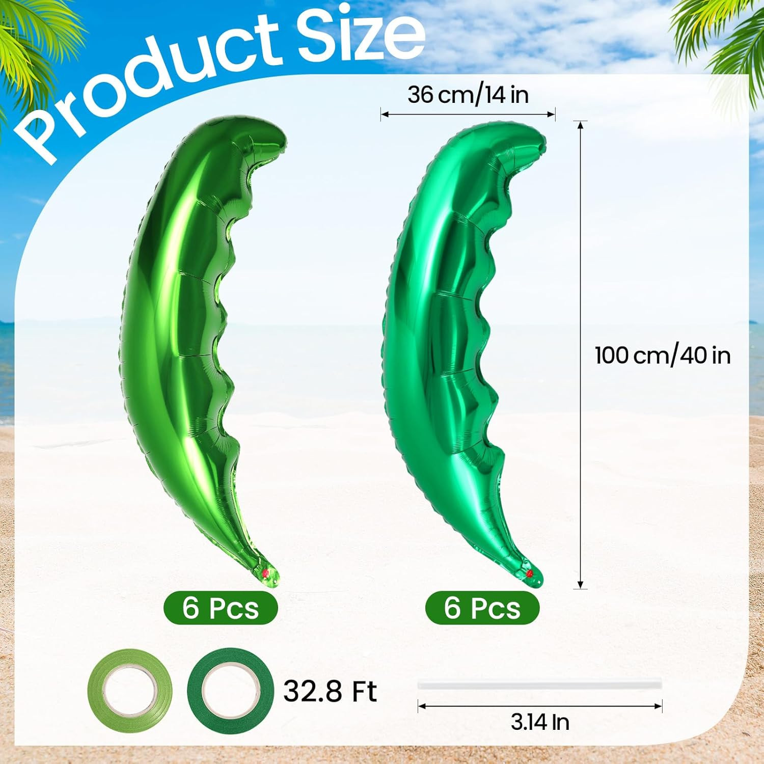 12 Pcs Palm Tree Leaves Balloons,Hawaiian Tropical Green Leaf Balloons,Foil Coco