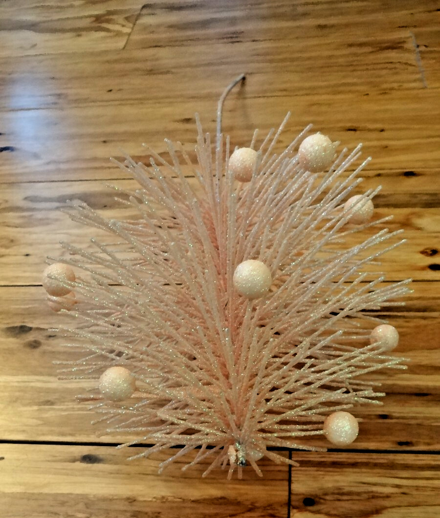 Set of 5 Pastel Bristle Brush Floral Picks 19” Iridescent Glitter Spring Decor
