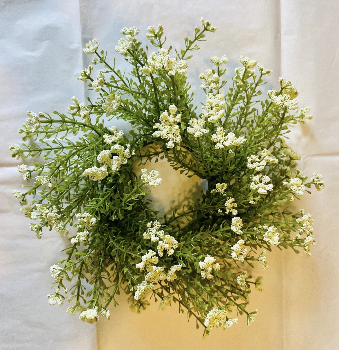 Astilbe Country Farmhouse Small Wreath Ring White Flowers NEW