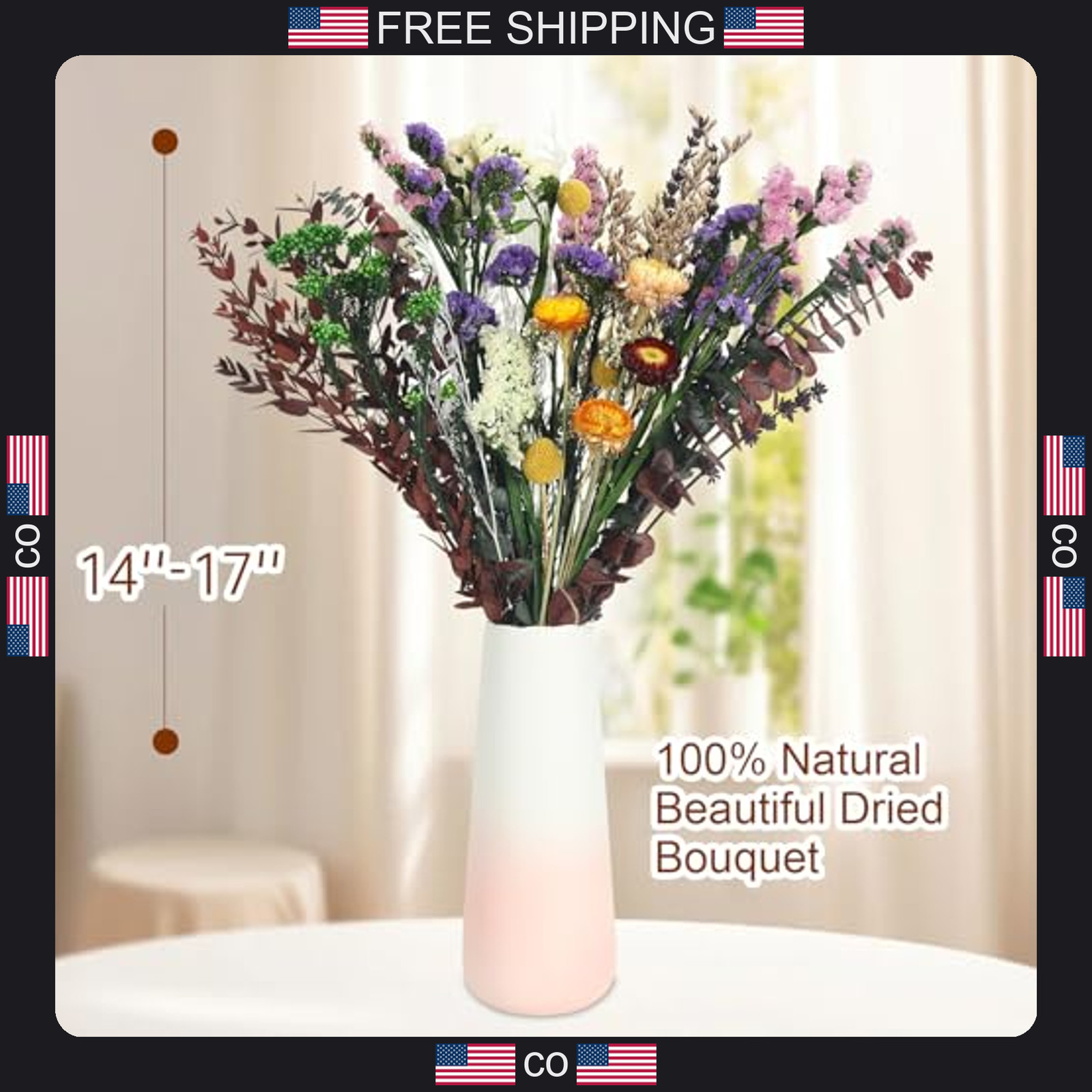 13-Piece Dried Flower Bouquet for Rustic and Boho Decor