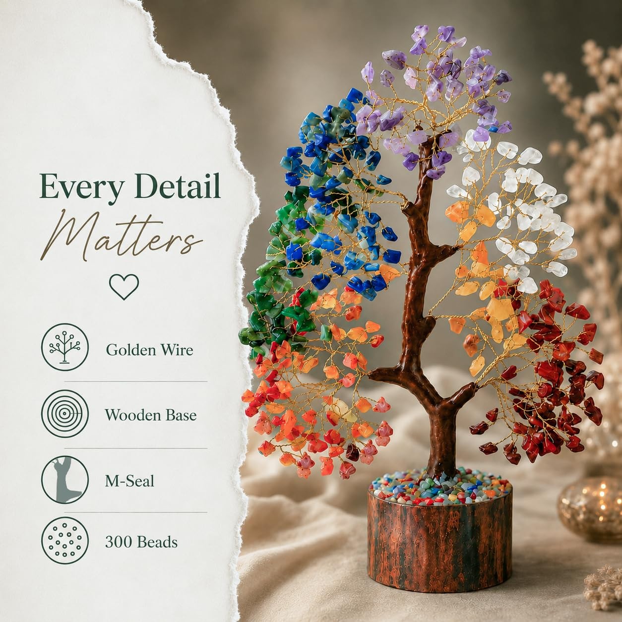 ® 7 Chakra Crystal Tree of Life, Healing Crystals Tree 10-12 Inch, Birthday G…