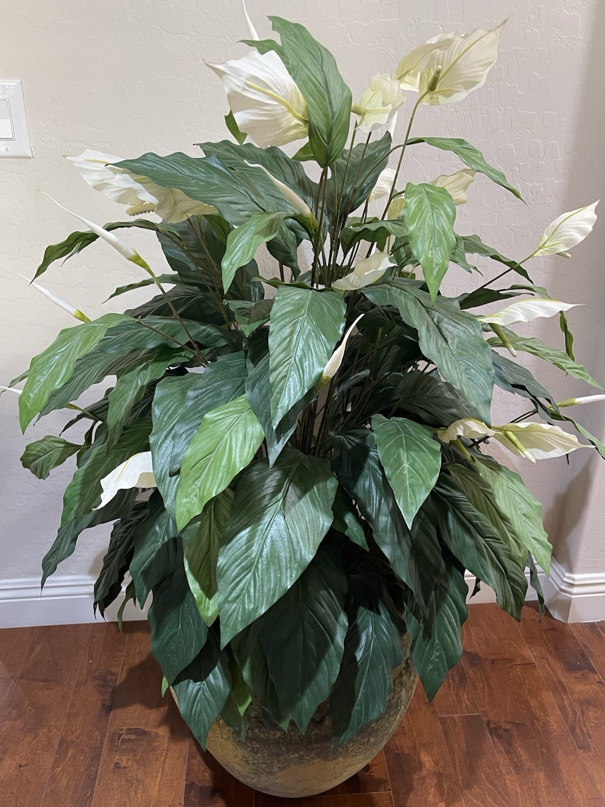 4 ft Artificial Silk Peace Lily Spathiphyllum Heavy 18″ Decorative Ceramic Pot