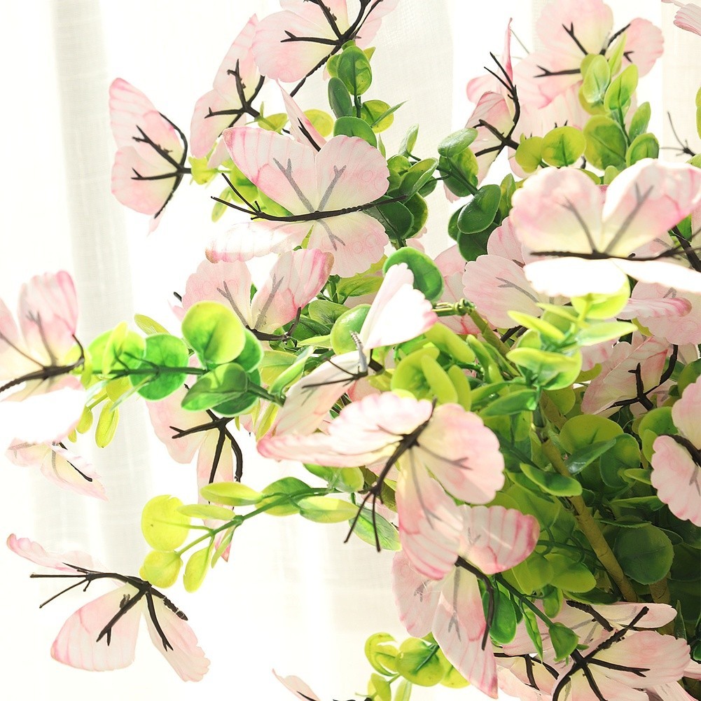 Fabric Artificial Butterfly Bloom Branch for Wedding Centerpiece Decor