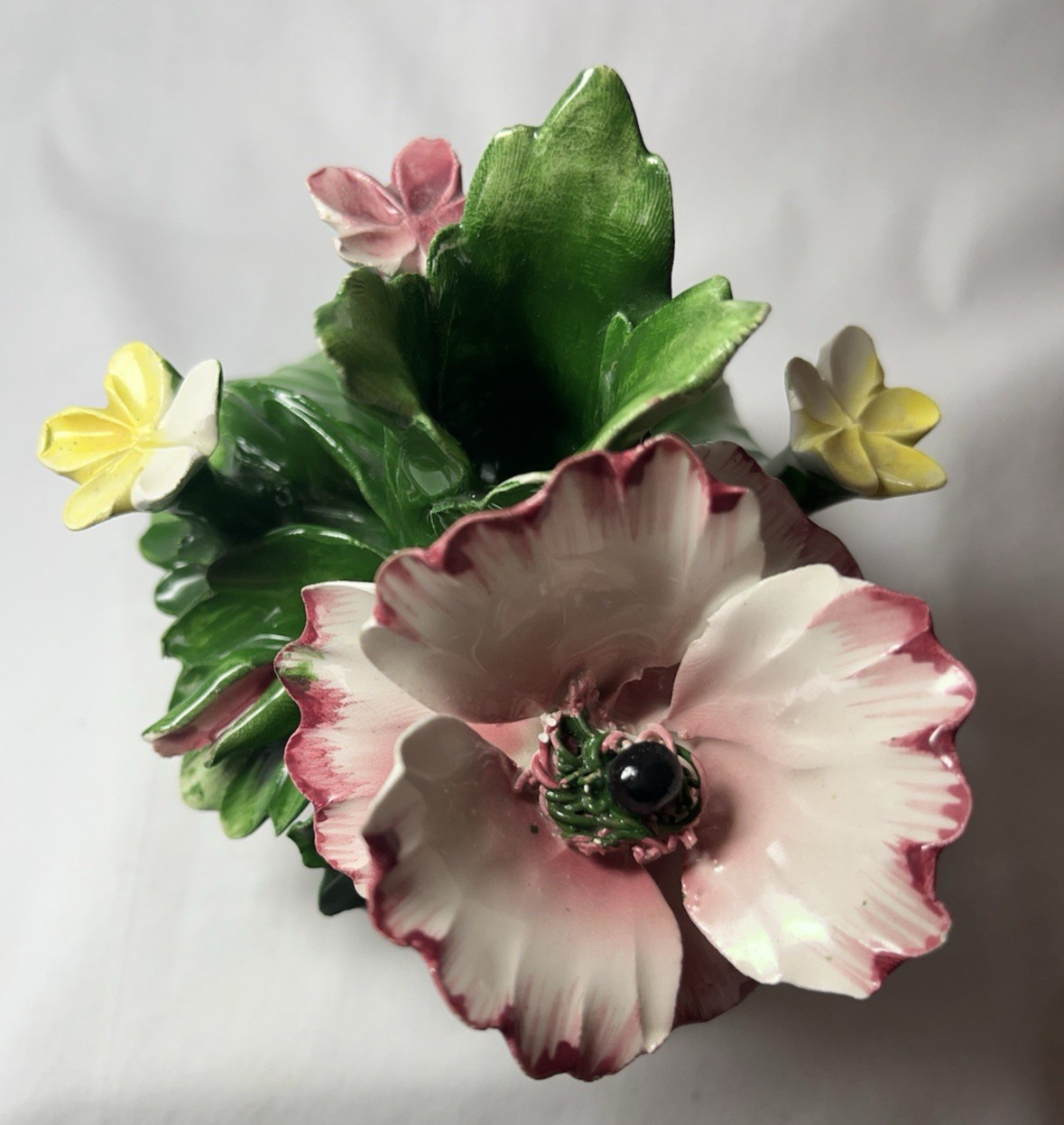 Vtg NUOVA CAPODIMONTE Flower Basket Candle Holder F.lli Savastano – NA Italy