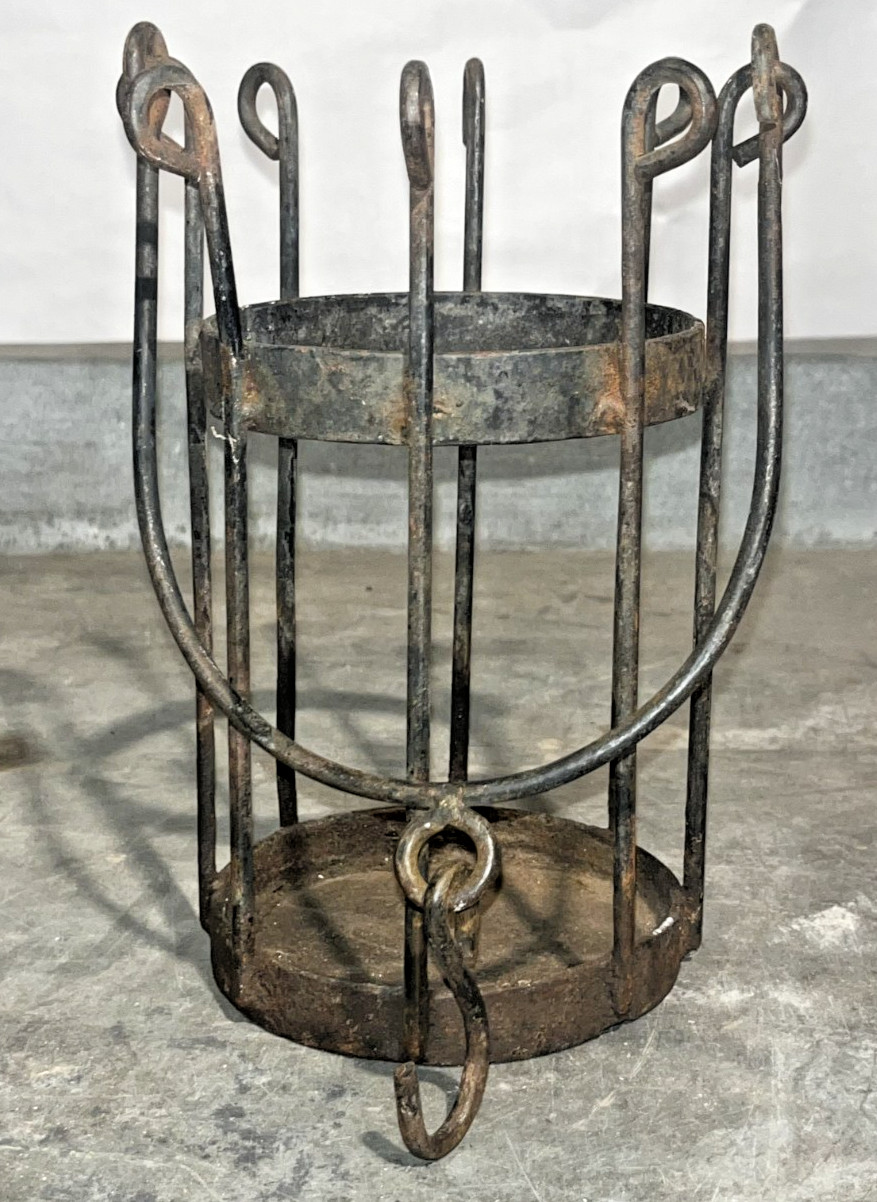 Rustic Wrought Iron Cage Decorative Planter/Bottle Carrier/Candle Lantern