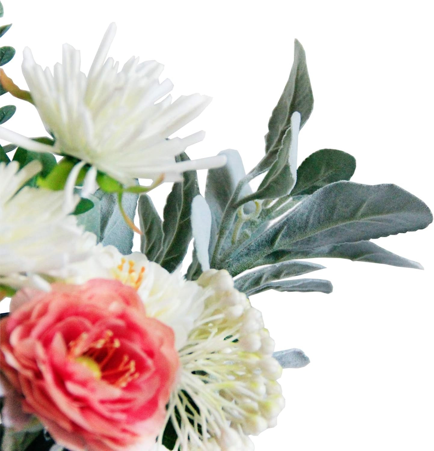 Artificial Flocked Lambs Ear Leaves Dusty Miller Stems Flocked Oak Leaves Lamb’S