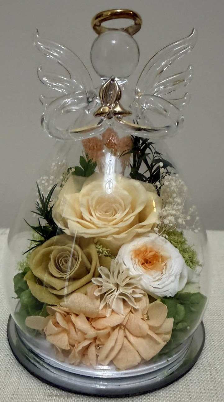 Gifts Women Angel Rose Forever Flower Light Up Glass Figurine