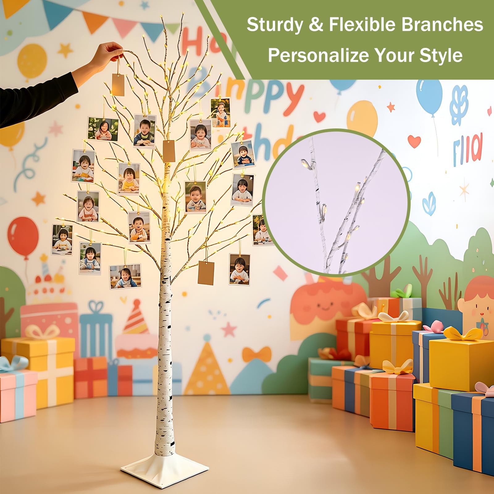 2-Pack 6FT Lighted Birch Tree with Timer, Total 520 Pre-lit Artificial Twig T…