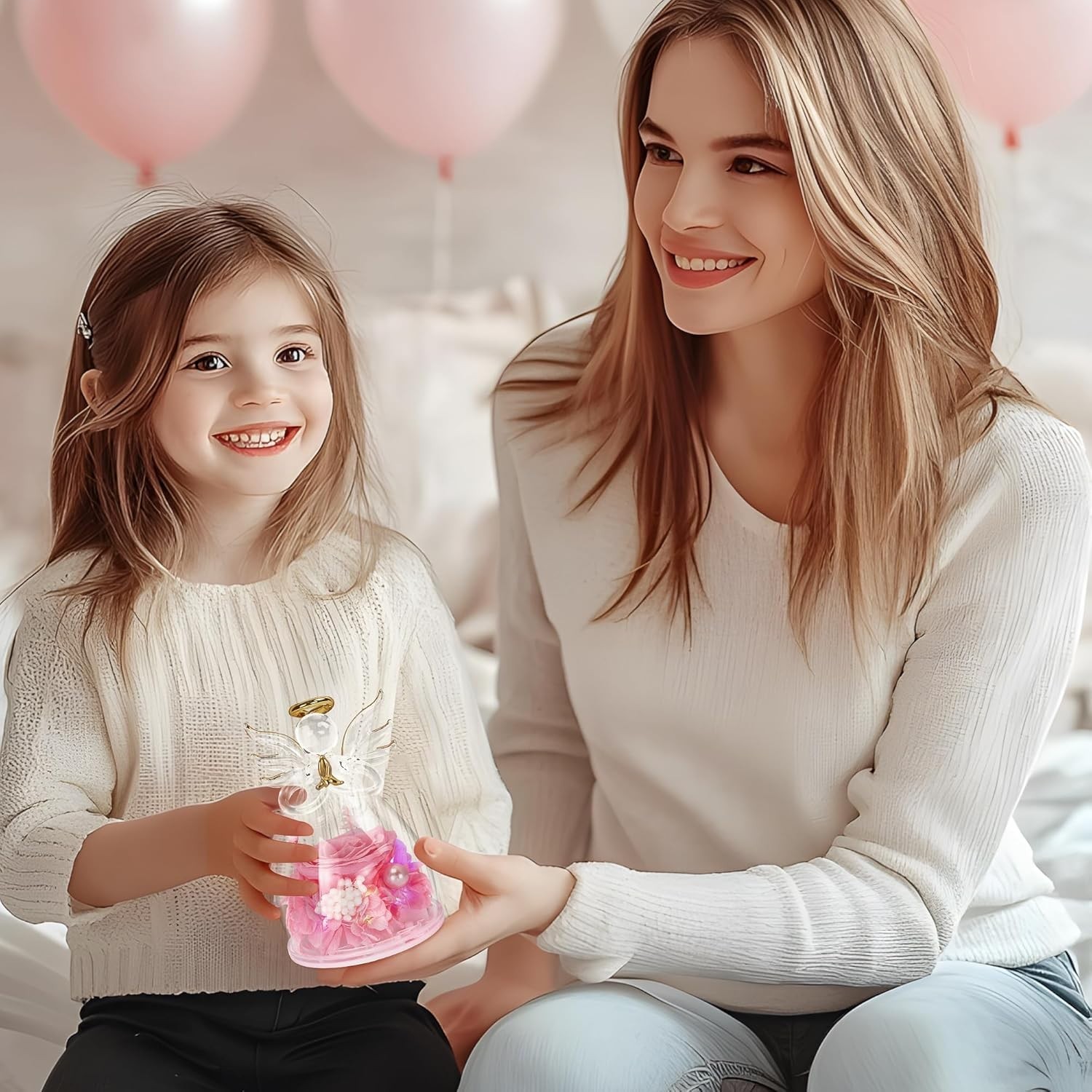 Heartfelt Angel Rose Gifts – Light-Up Glass Figurines for Women, Moms, & Sisters