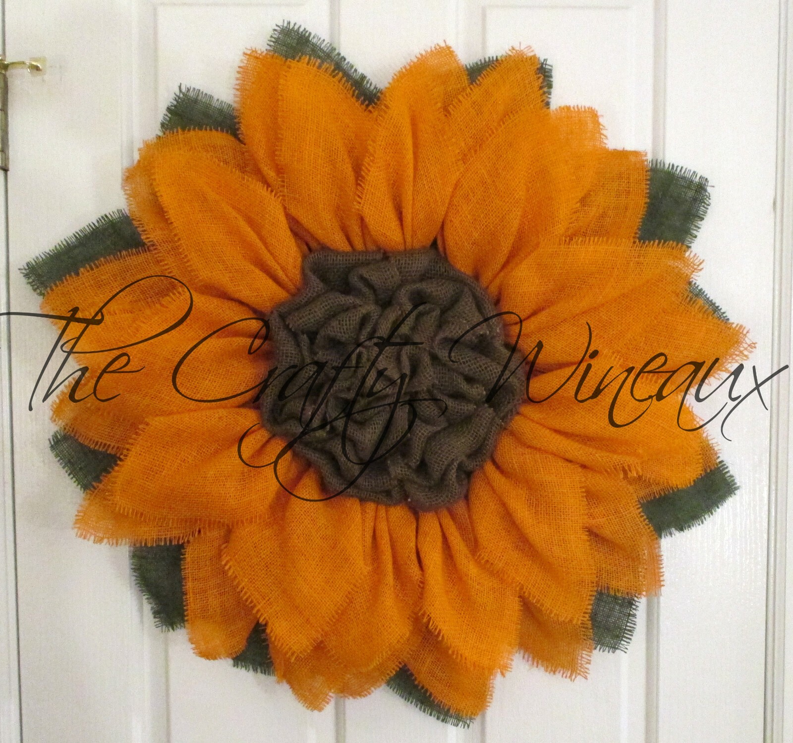The Crafty Wineaux – Large 25″ Orange Burlap Sunflower Wreath