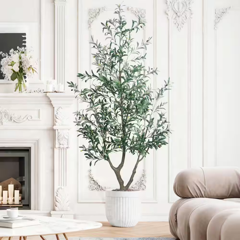 7 Ft. Artificial Olive Tree Faux Olive Silk Tree Faux Plant in Pot for Indoor…