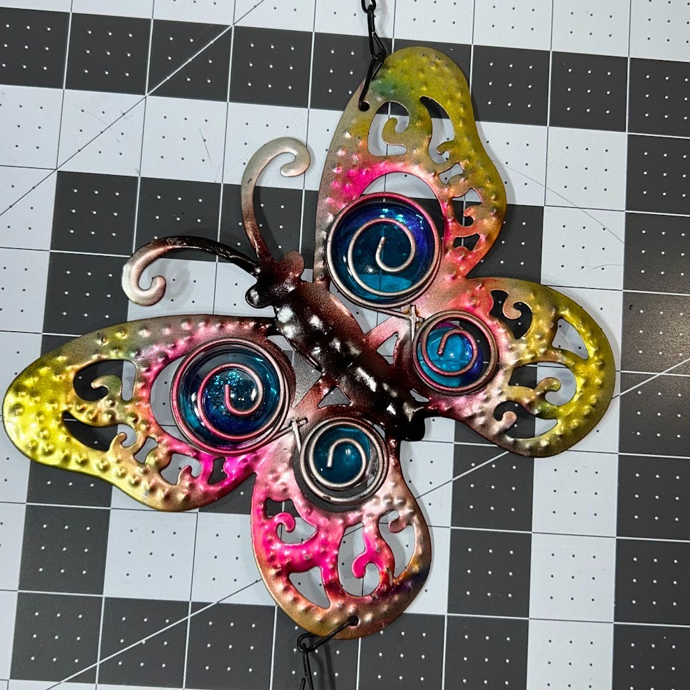Butterfly, Frog, & Sun Decorative Hanging Outdoor Indoor Metal Chimes Lot of 3
