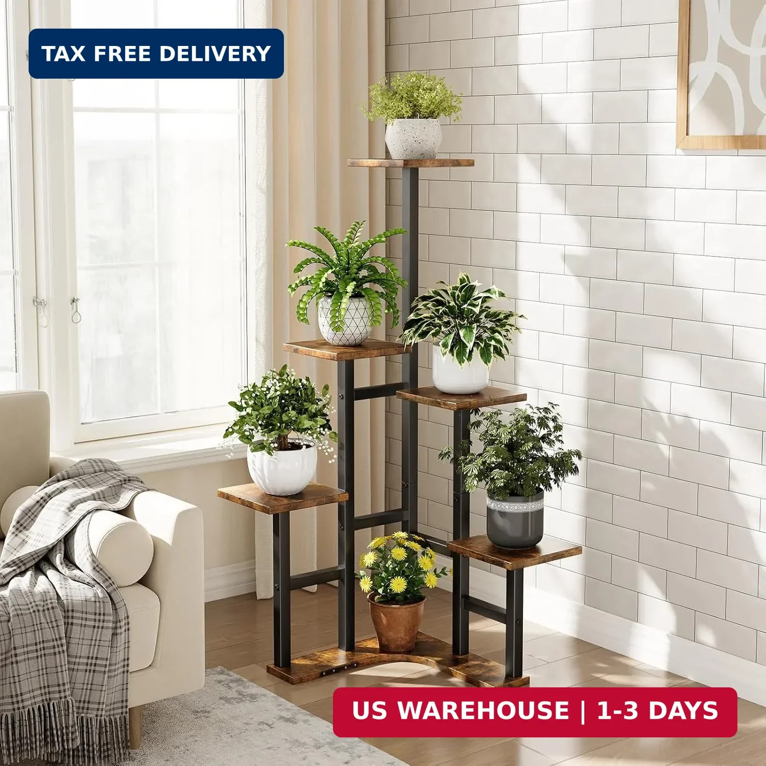 Corner Plant Stand Indoor, 6 Tiered Corner Plant Shelf Flower Stand for