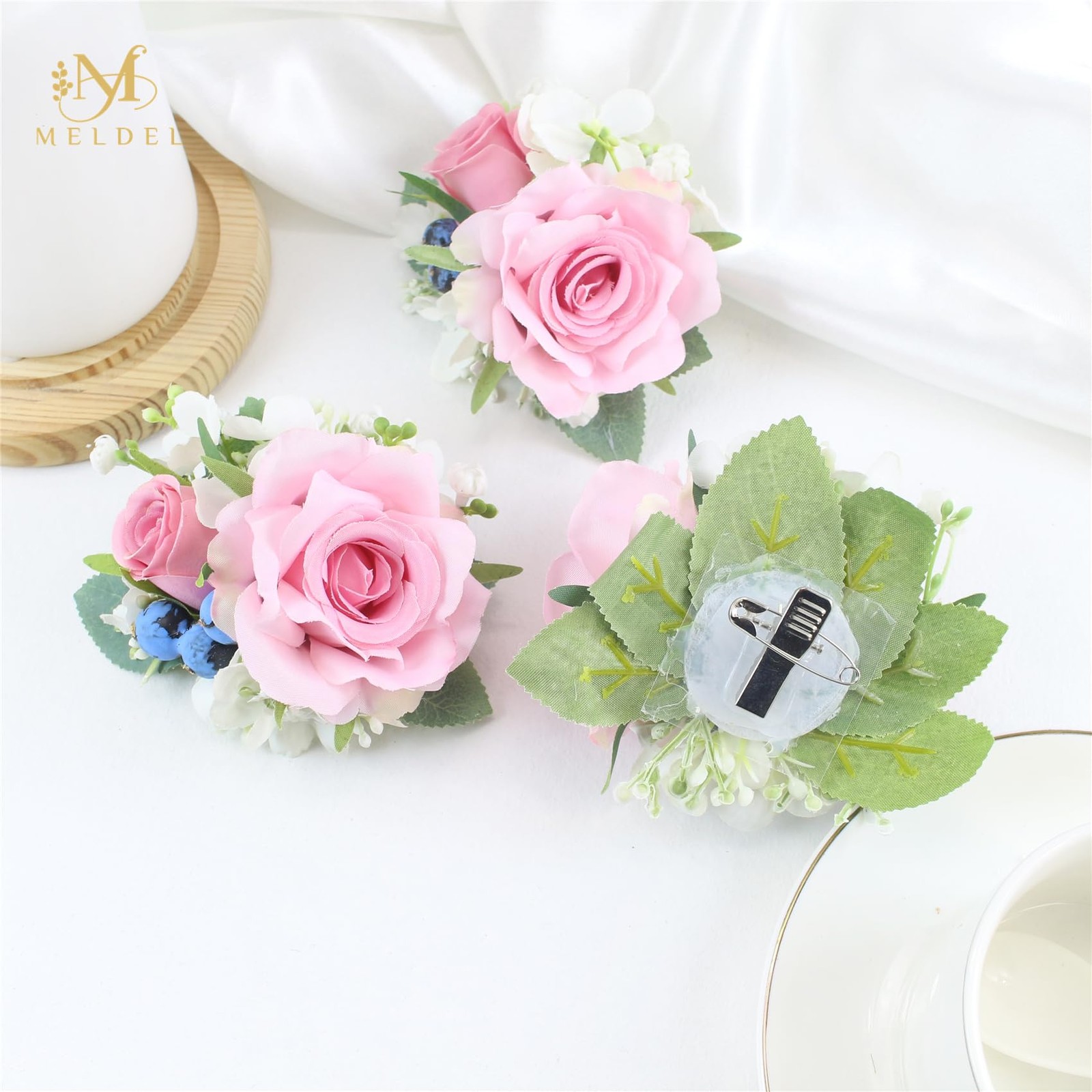 Pink Pocket Boutonniere Men Wedding Prom Corsages Flower Party 6 PCS