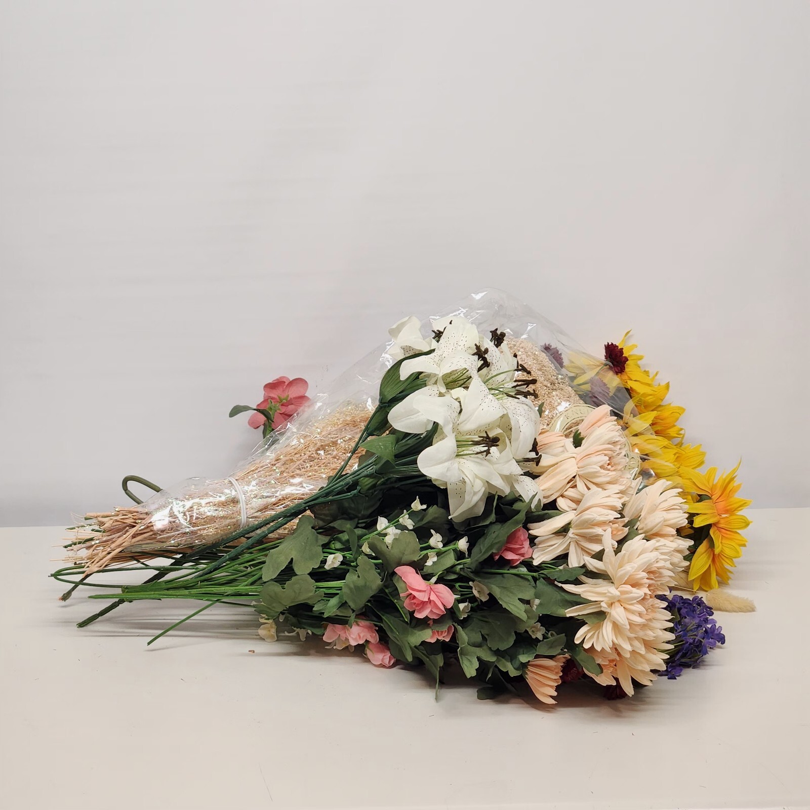 Lot Silk Flowers Sunflower Baby Breath Mums Craft Bouquet Centerpiece 50+ Stems