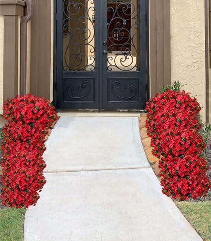 Artificial Outdoor Flowers 16 Bundles Fake Morning Glory Flower Outdoor UV Re…