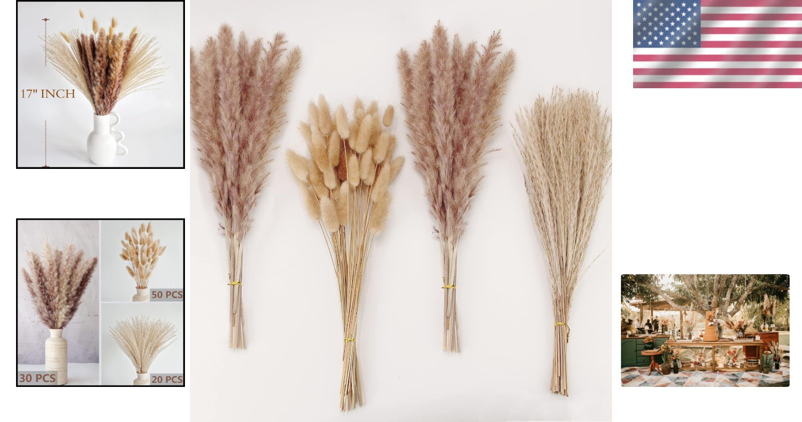 Beautiful 100-Piece Natural Dried Pampas Grass Bouquet – Ideal Autumn Gift