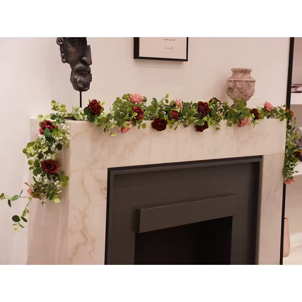 5.91 Ft. Red Indoor/Outdoor Artificial Rose Gypsophila Flowers for Wedding, Part