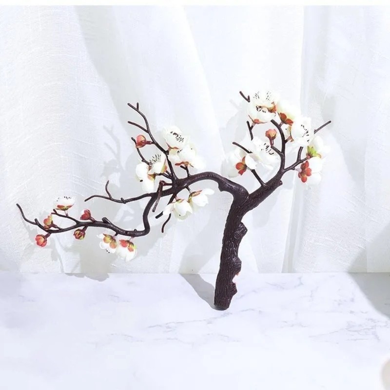 Chinese Artificial Plum Blossom Bonsai Silk Flowers for New Year Wedding Decor