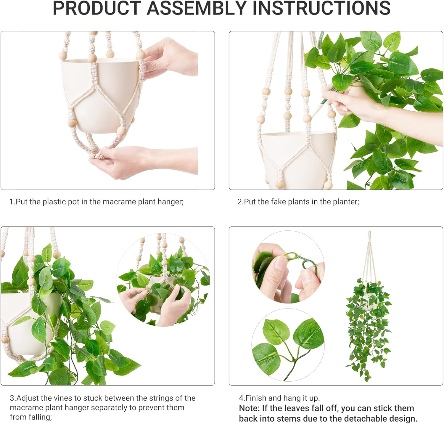 Fake Hanging Plant with Pot, Artificial Plants for Home Spring Decor Indoor Macr