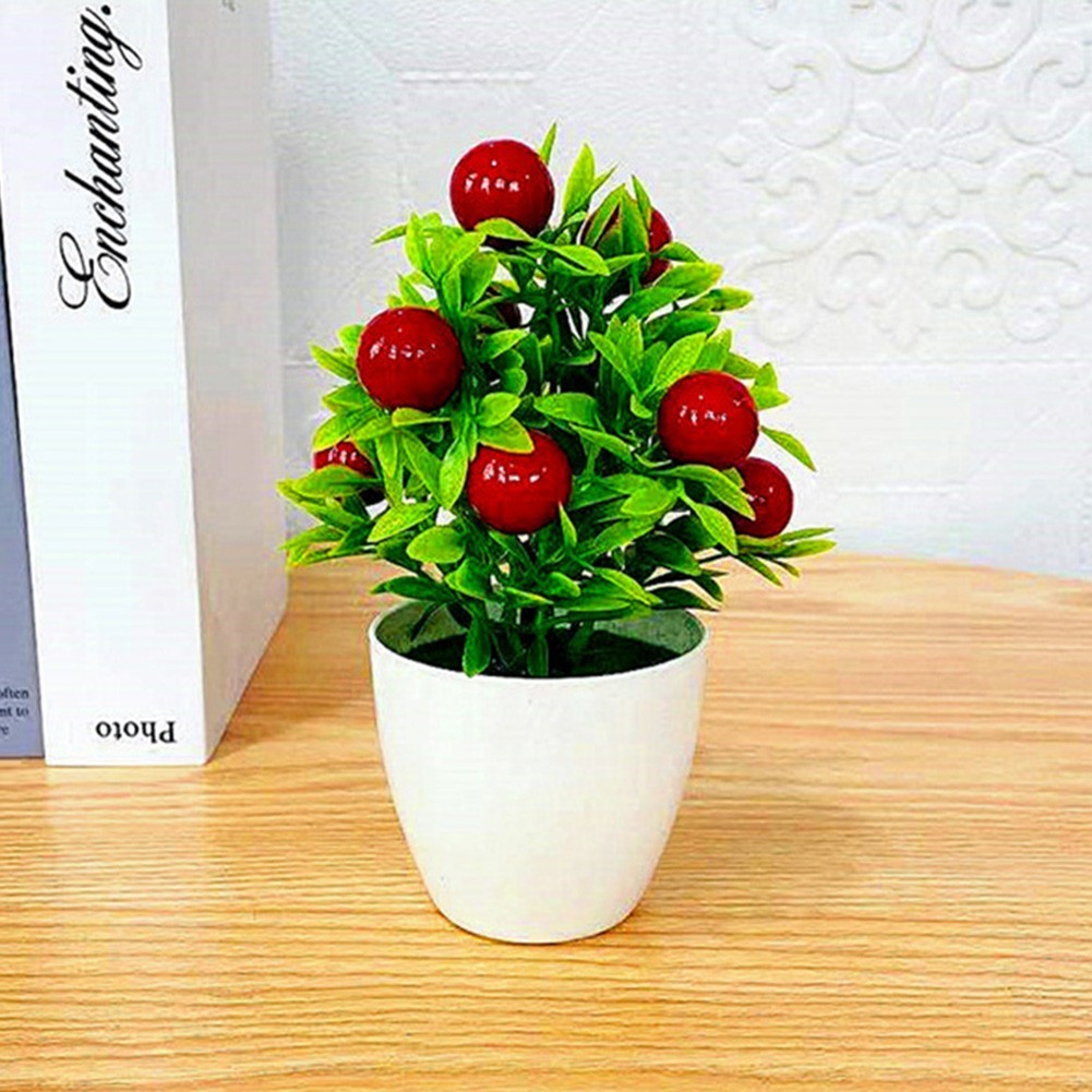Set New Fake Flower Pot Fruit Plant Bonsai Home Decor Ornaments 13*18cm