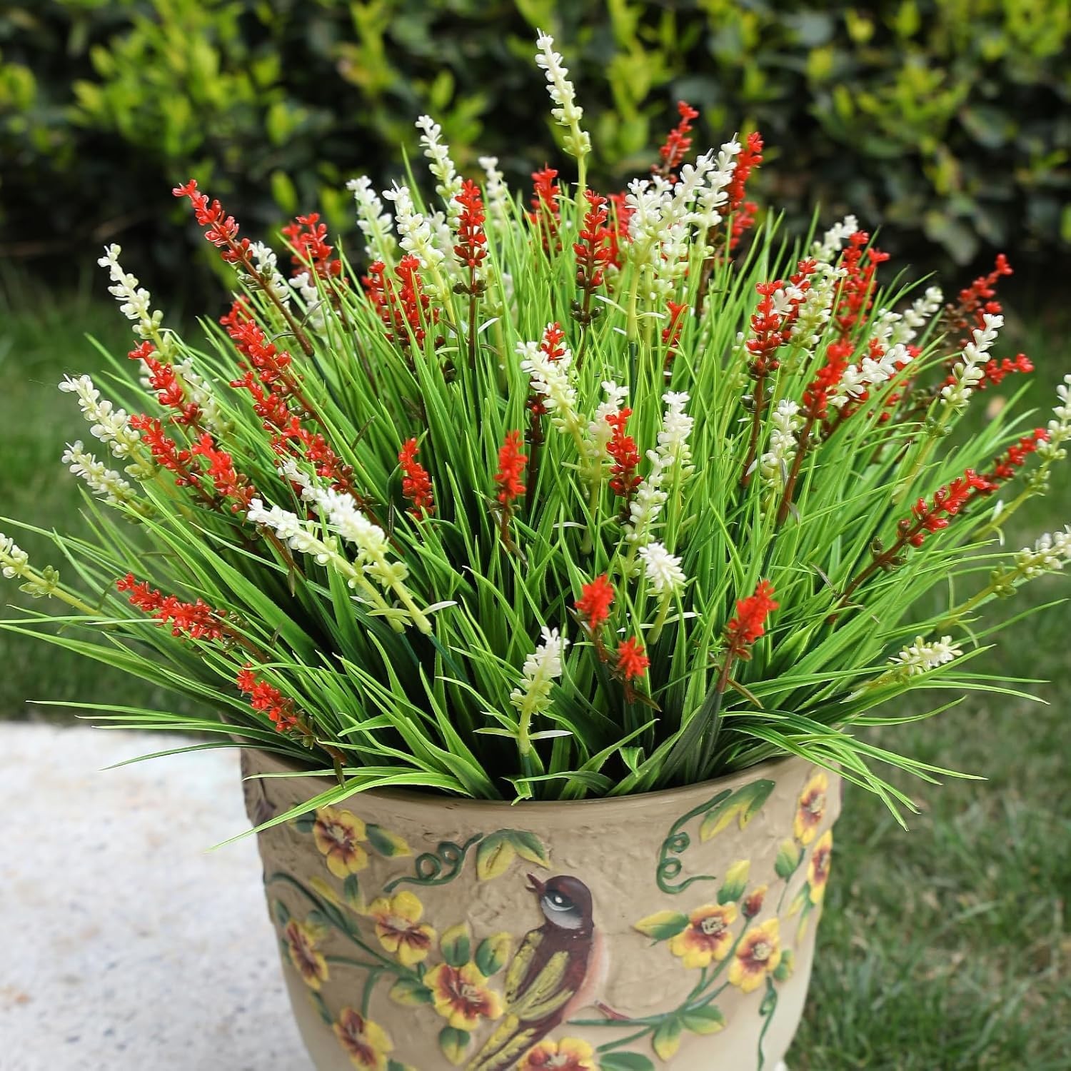 Vibrant Red Flower Grass for Yard Front Porch – 12 Bundles