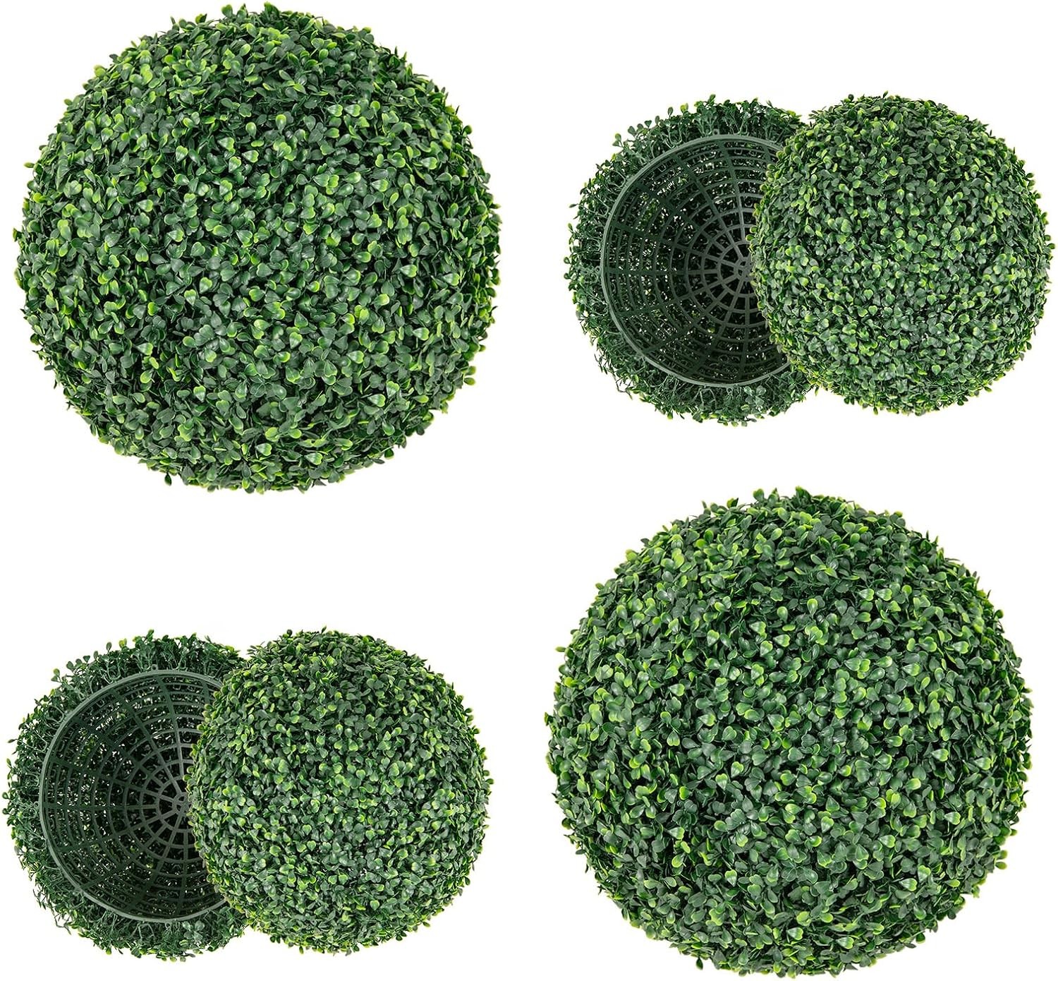 2 PCS 16 Inch Artificial Plant Topiary Ball Round Faux Boxwood Balls Outdoor
