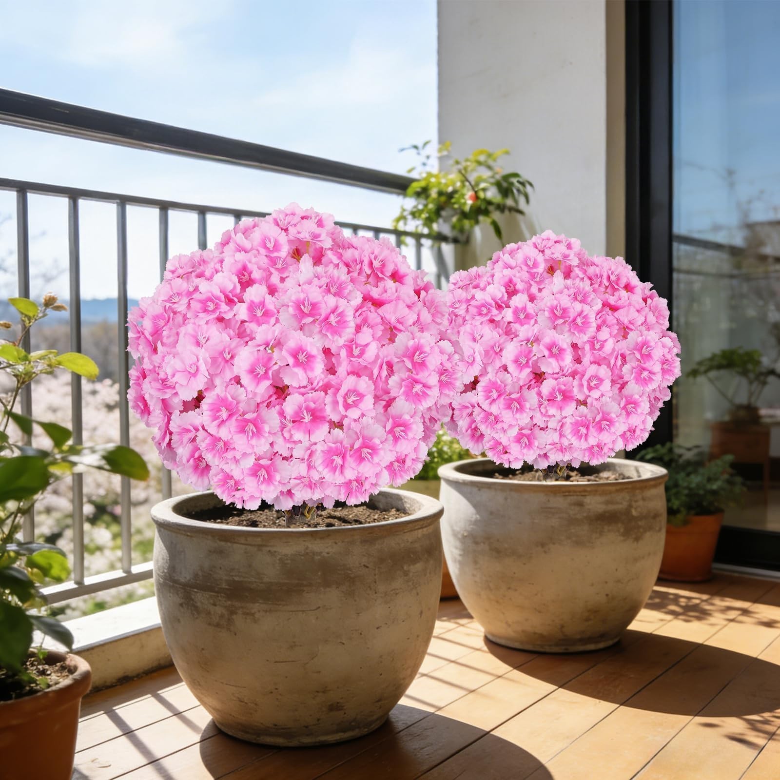 Artificial Flowers Bushes for Outdoors Pink Artificial Boxwood Topiary Lighte…