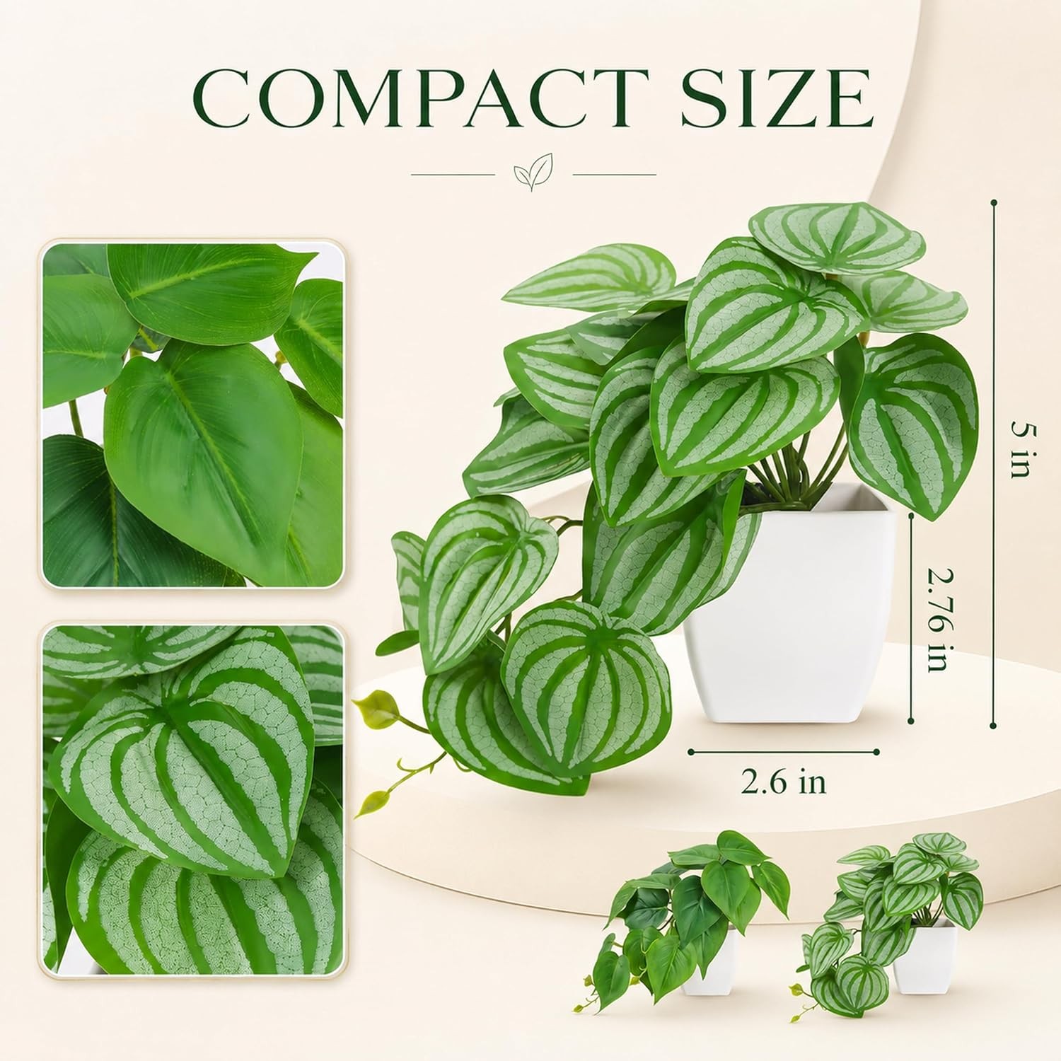 2Pcs Small Fake Plants Artificial Mini Faux Plants for Bathroom Office Desk