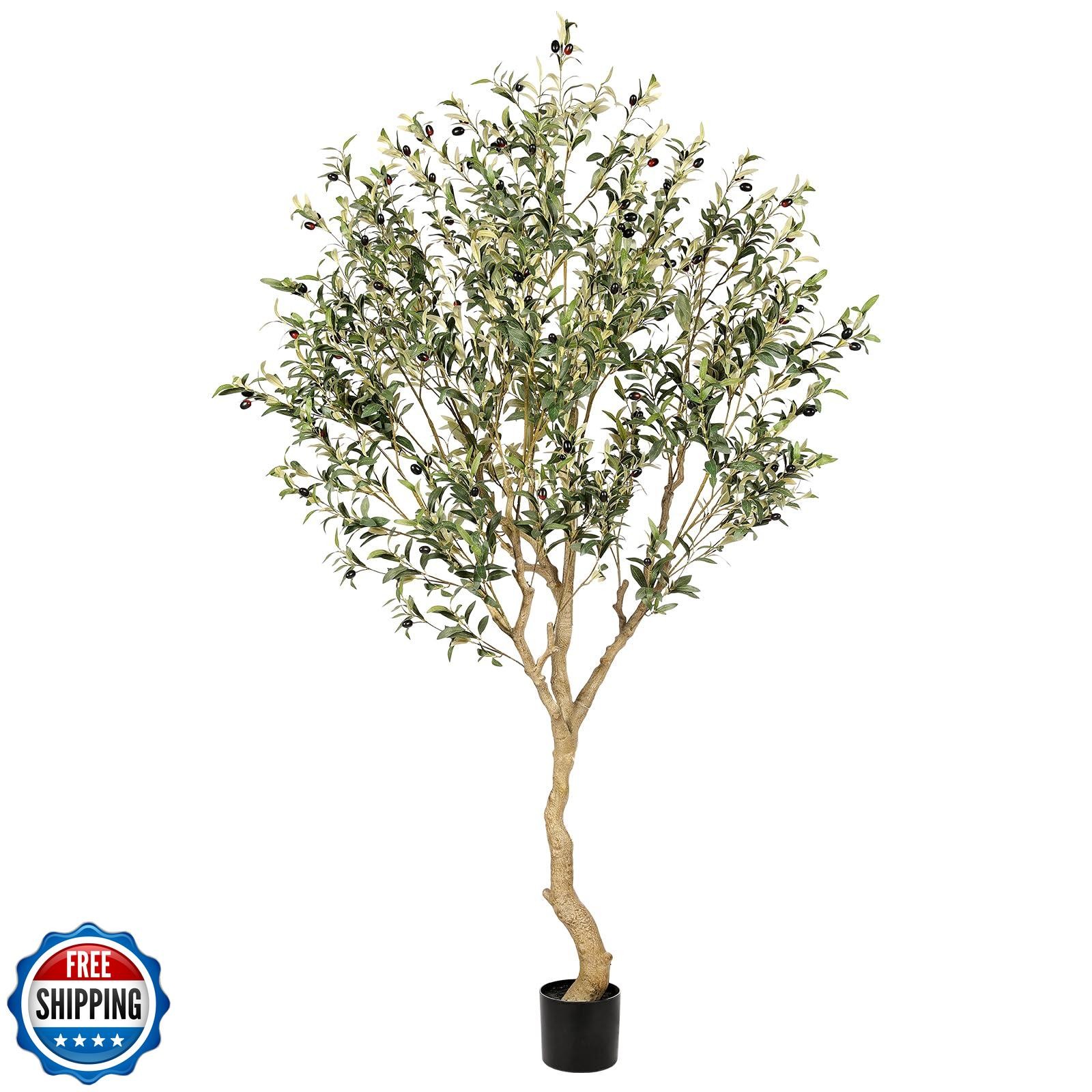 Realead 7FT Olive Trees Artificial Indoor – Tall Faux Olive Tree 7 Feet with