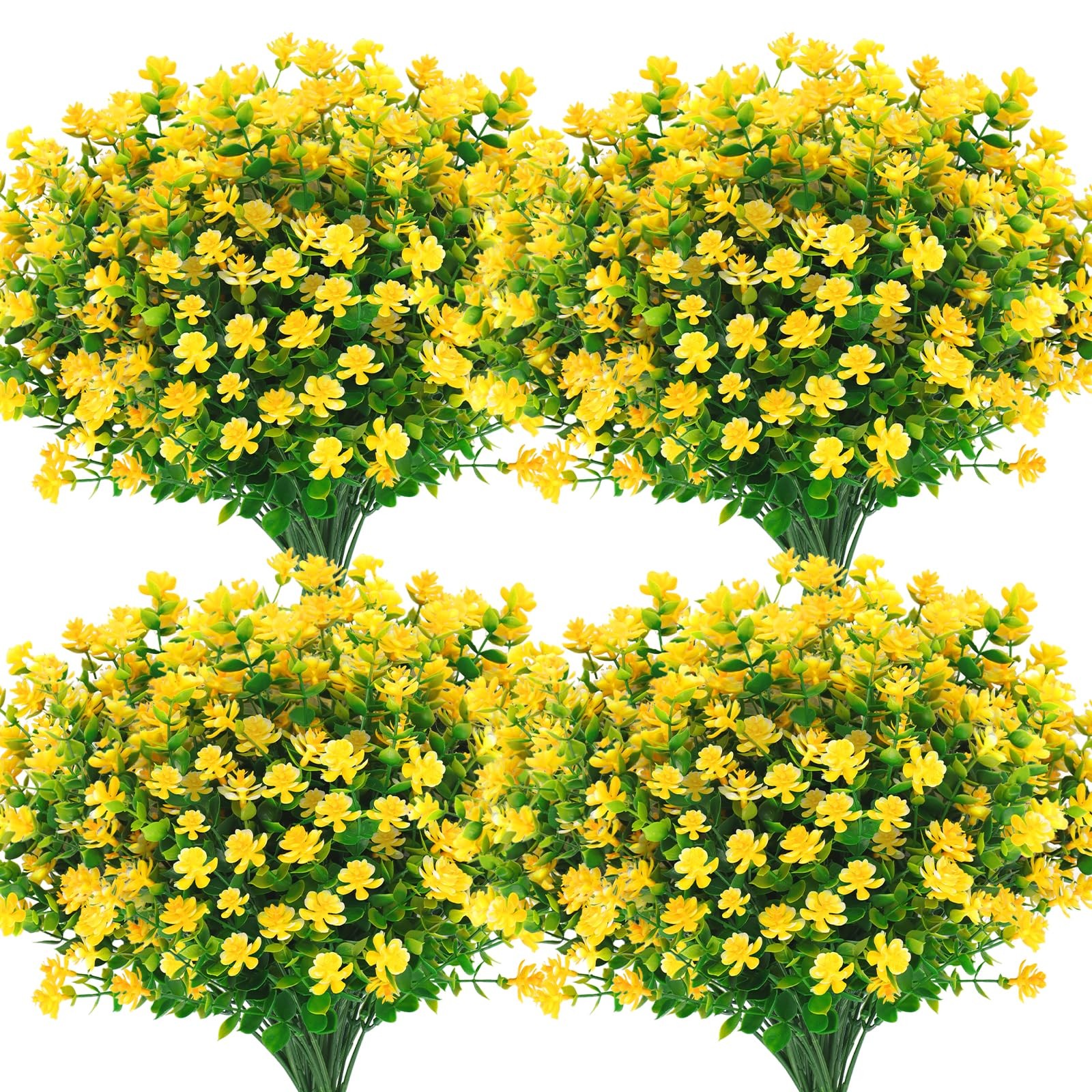12 Bundles Yellow Artificial Flowers Fake Yellow Flowers UV Outdoor Florals