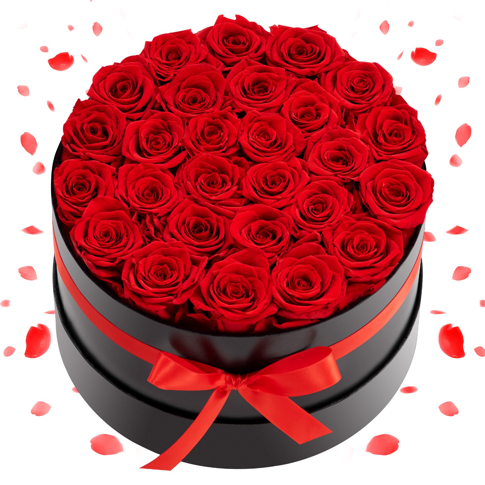 VEVOR Forever Flowers 27 Preserved Roses Round Box Eternal Bouquet Red