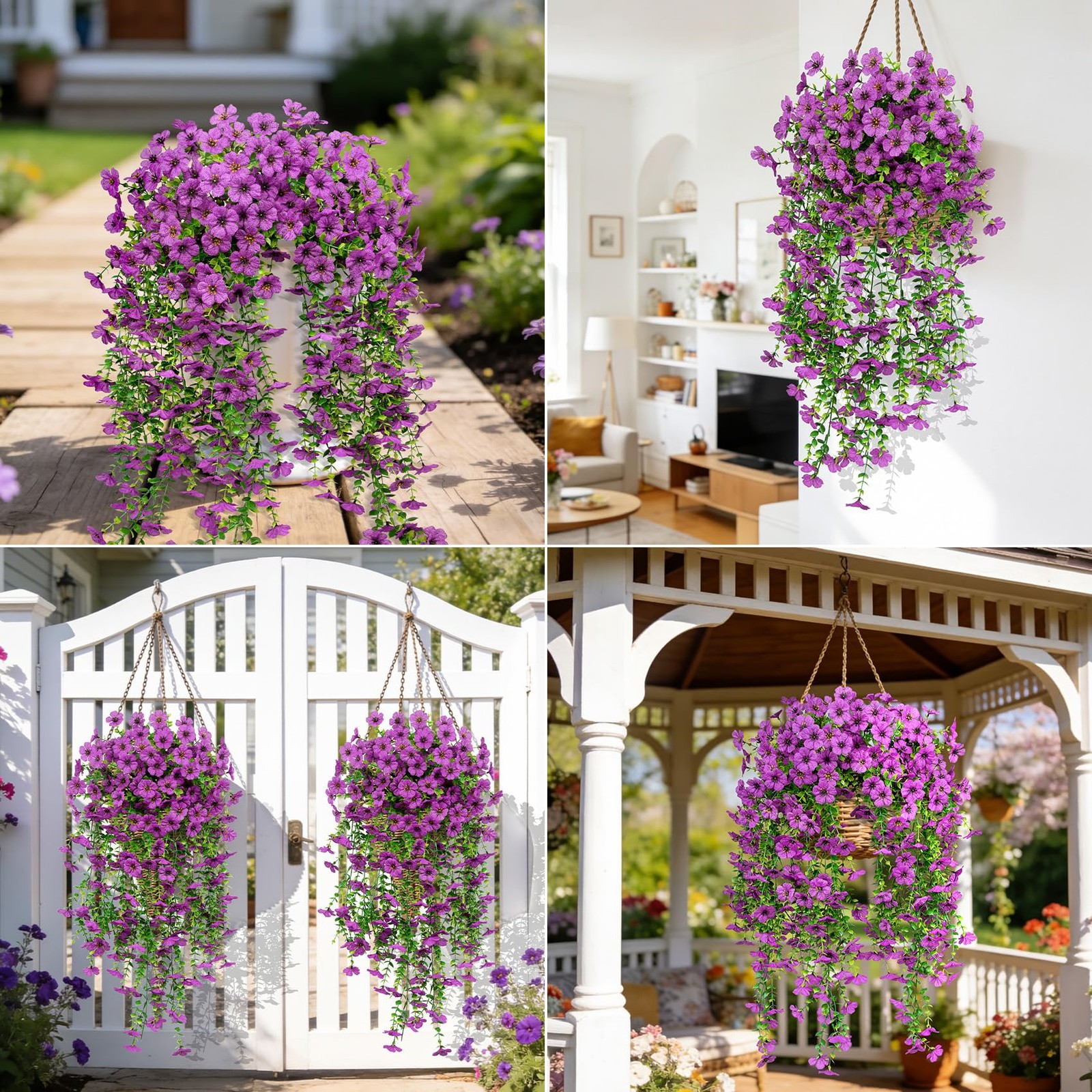 4 Bundles Artificial Flowers for Outdoors, Fake Silk Camellia Flowers Bouquet…