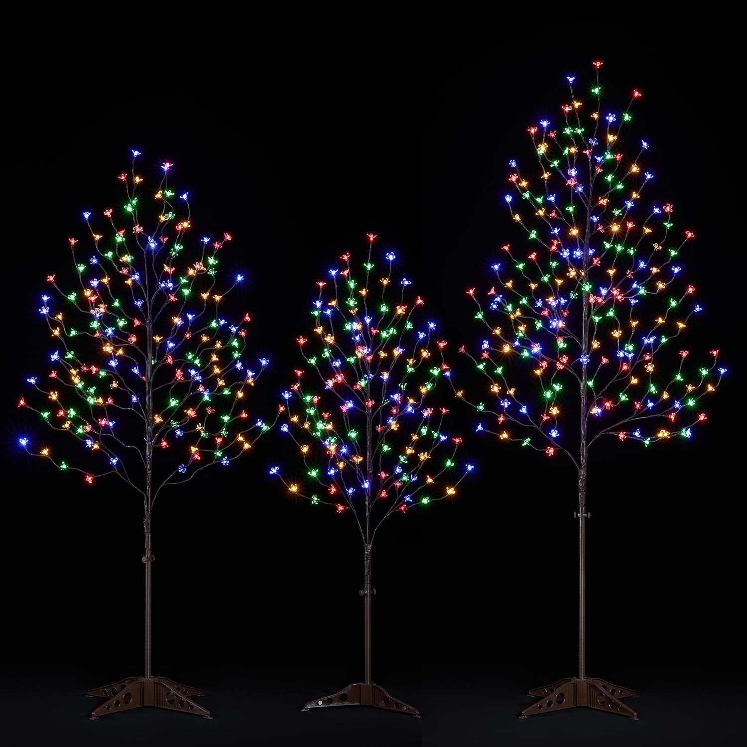 Lighted Cherry Blossom Tree, 4FT, 5FT and 6FT, Pack of 3, Warm White to Multi…