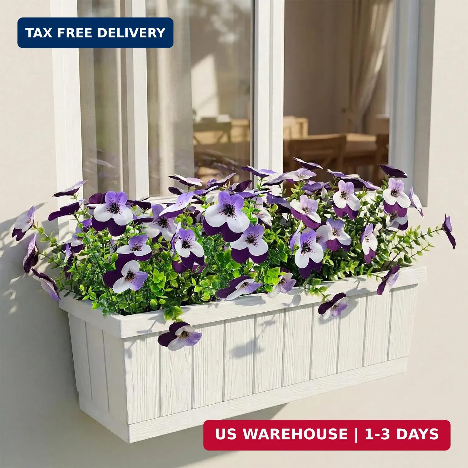 16 Pcs Artificial Pansy Flowers for Outdoors Purple Faux Silk Spring Flowers for