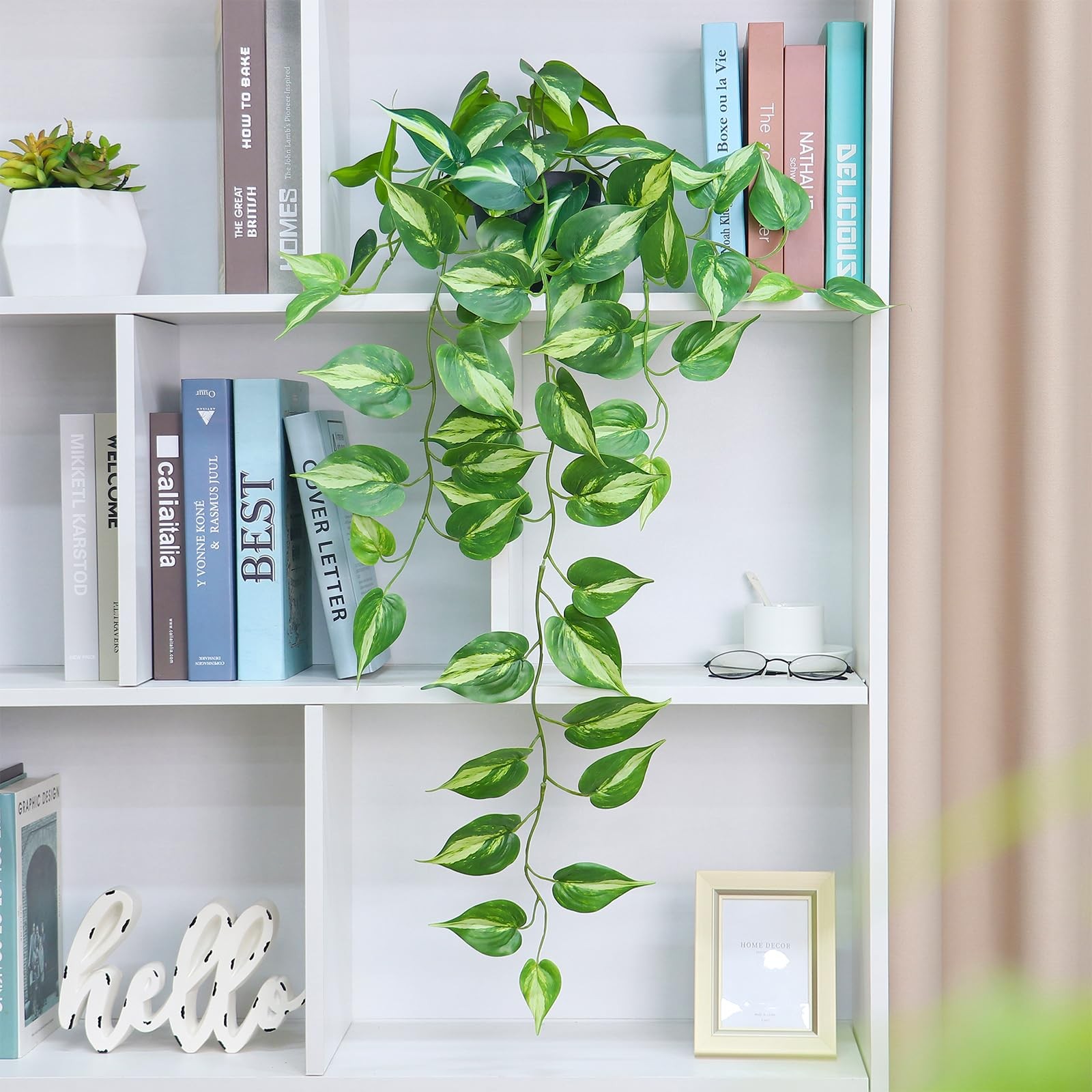 Fake Pothos Hanging Plants Artificial Ivy Vines Pots Realistic Decor 1 PC