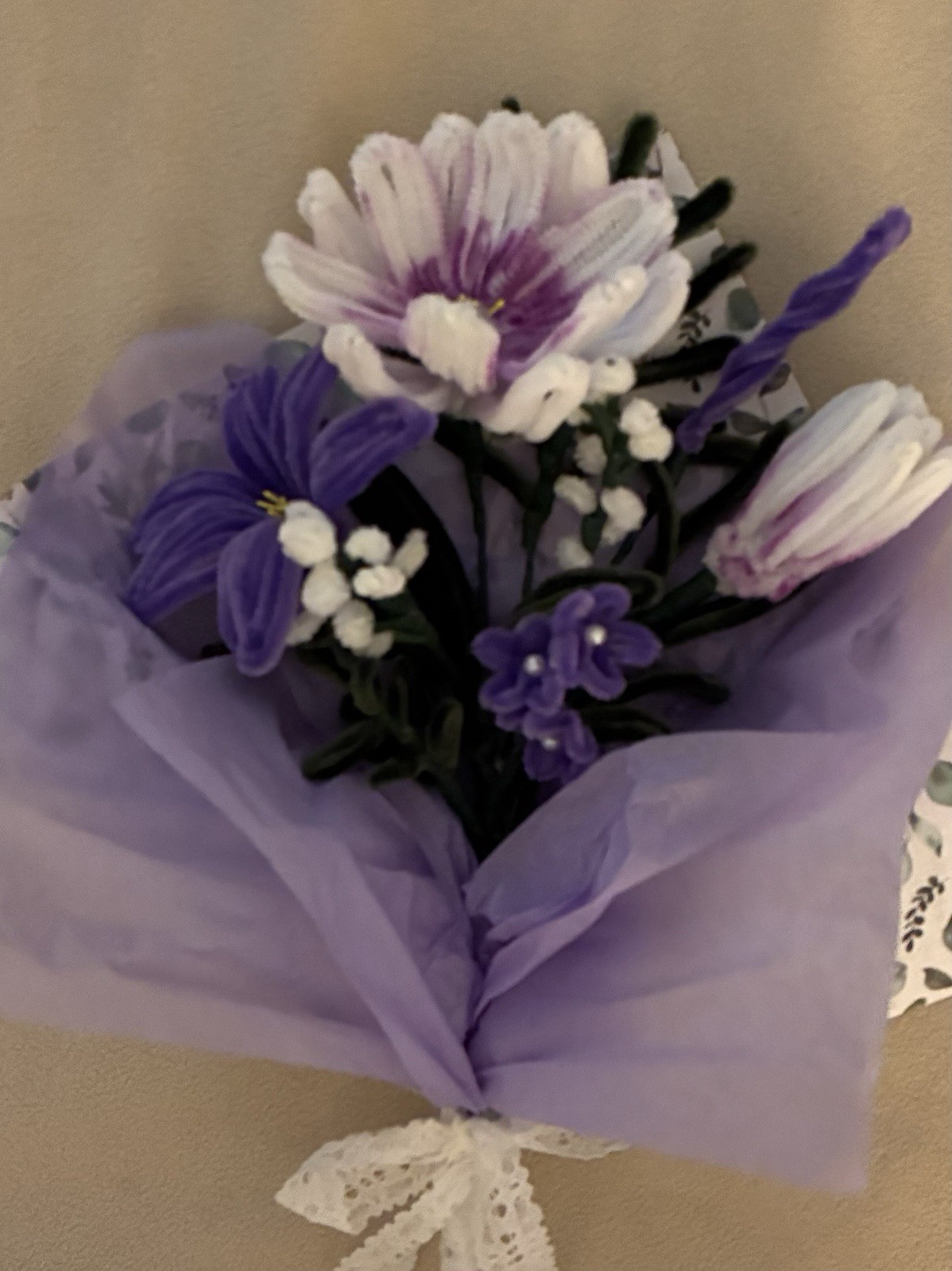 Handmade Pipe Cleaner Flower Bouquet Birthday Anniversary Just Because Gift