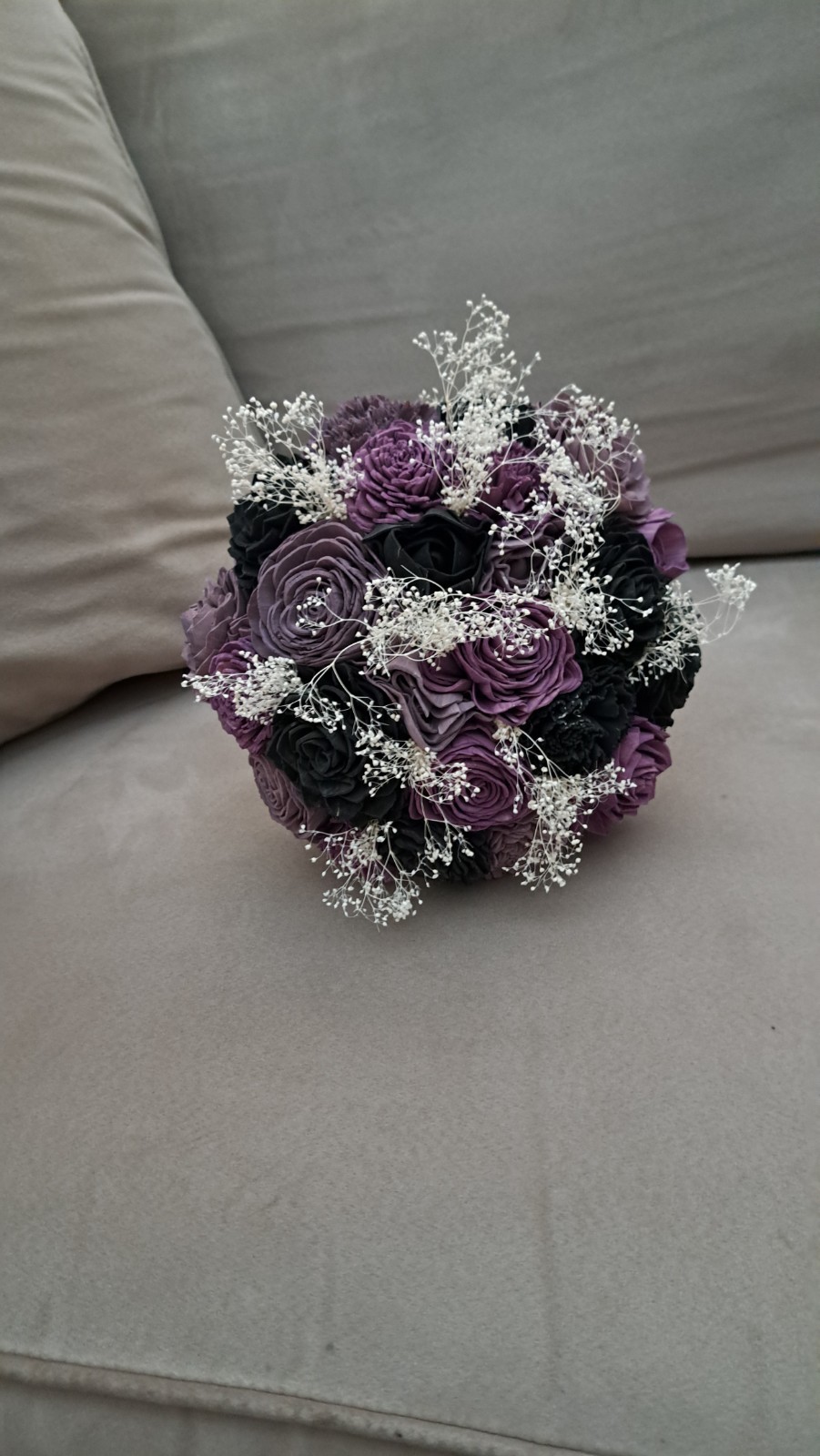Sola Wood Flower Arrangement Purple And Black Home Decor Gift