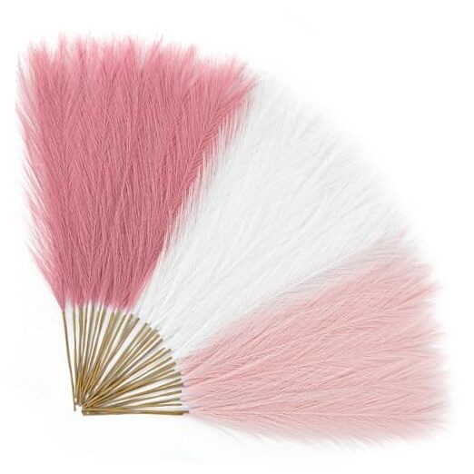 ????? Pampas Grass 17in, Pink Pampas Grass Decor 30pcs A Blush/Cream/Pink